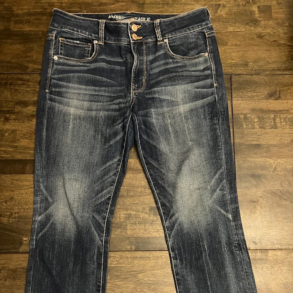 AE Artist Crop Low Rise Dark Wash Cropped Stretch Jeans American Eagle